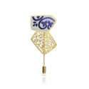 Porcelana Azul Gold Plated Brooch