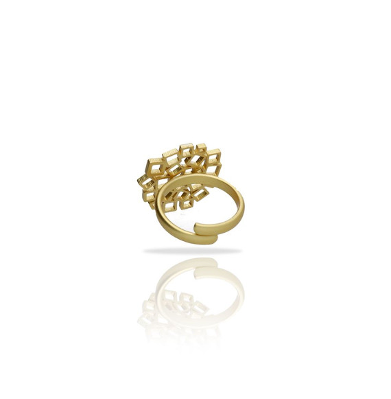 Anillo Cuadrado al Cuadrado 3 baño Oro