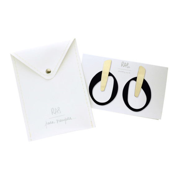 Pendientes K-Too Much Nova Plus Negro baño Oro
