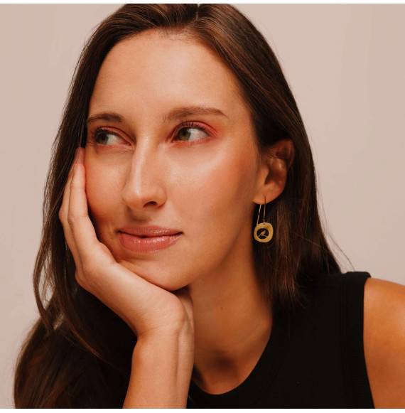 Boucles d'oreilles Dorées Minima Pájaro Luna
