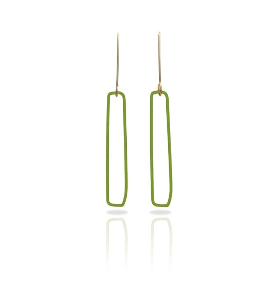 Pendientes Elektra Verde Fluorescente baño Oro