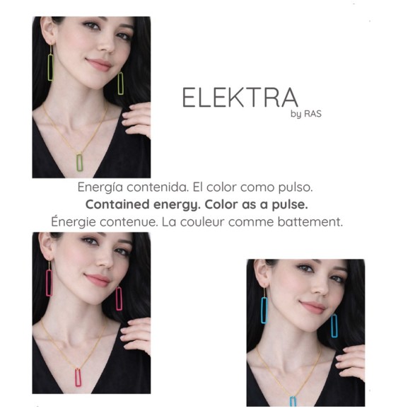 Pendientes Elektra Verde Fluorescente baño Oro