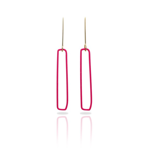 Pendientes Elektra Fucsia Fluorescente baño Oro